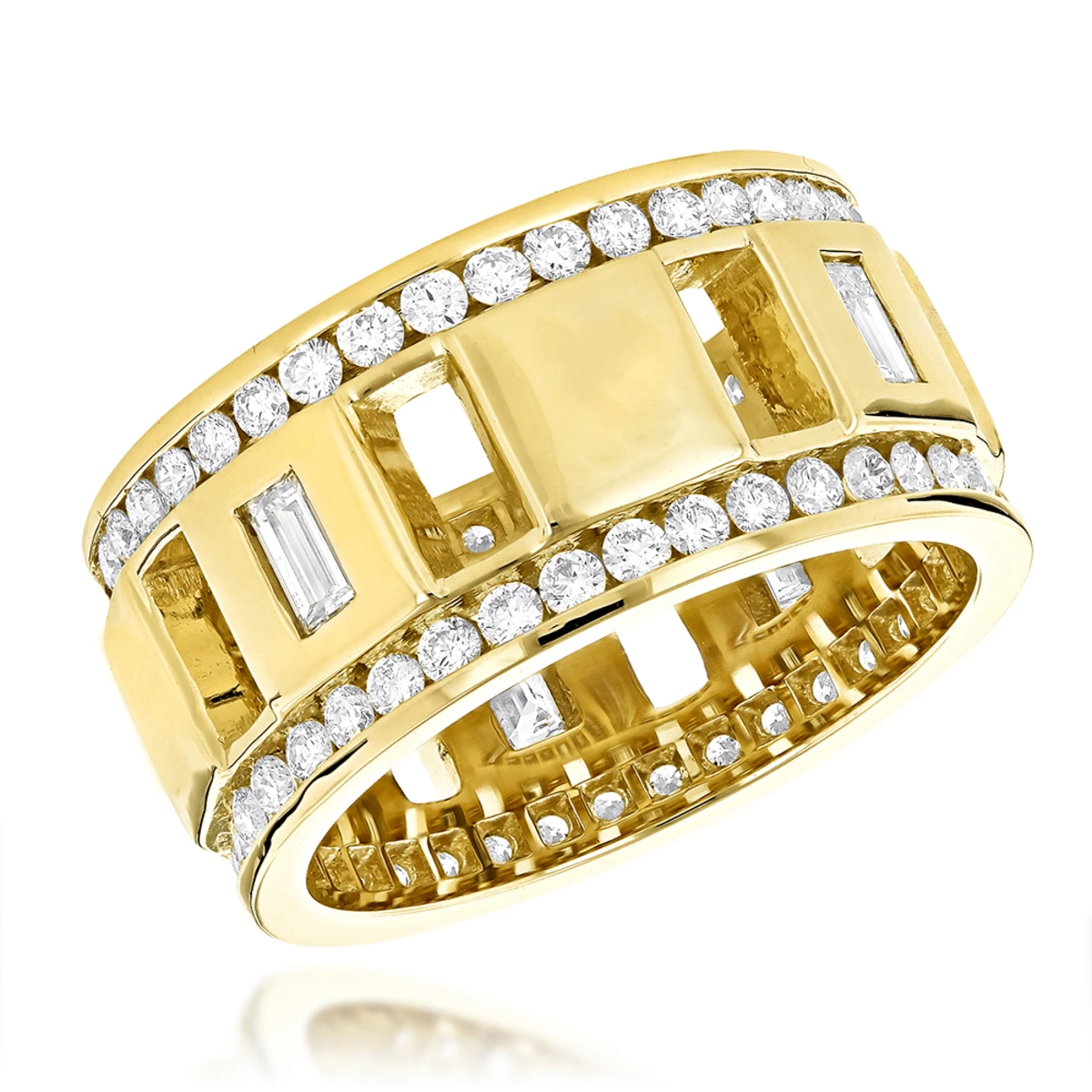 Round And Baguette Diamond Eternity Ring By Luxurman New York 2.65ct 4 Round And Baguette Diamond Eternity Ring By Luxurman New York 2.65ct - Image 2