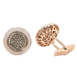 Round Champagne And White Diamond Men's Cufflinks 14K White Gold -Its Hot Jewelry Shop round champagne and white diamond mens cufflinks 14k gold ro