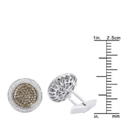 Round Champagne And White Diamond Men's Cufflinks 14K White Gold -Its Hot Jewelry Shop round champagne and white diamond mens cufflinks 14k gold rulerwh