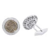 Round Champagne And White Diamond Men's Cufflinks 14K White Gold -Its Hot Jewelry Shop round champagne and white diamond mens cufflinks 14k gold wh