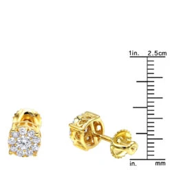 Round Cluster Diamond Earrings Studs 0.75ct 14K Yellow Gold 13 Round Cluster Diamond Earrings Studs 0.75ct 14K Yellow Gold -Its Hot Jewelry Shop round cluster diamond earrings studs 063ct 14k gold rulerye