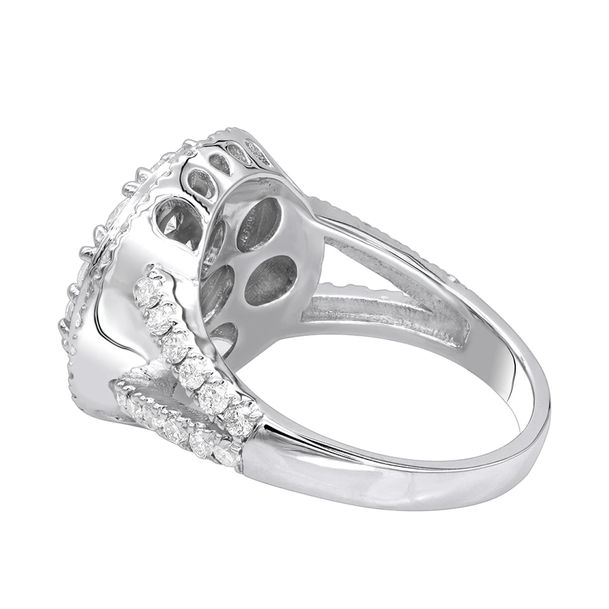 14K White Gold Ladies Round Diamond Cluster Engagement Ring 2.2ct 6 14K White Gold Ladies Round Diamond Cluster Engagement Ring 2.2ct - Image 4