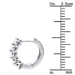 1/2 Inch Classic Huggie Hoop Earrings 14K White Gold With Round Diamonds 1 Carat -Its Hot Jewelry Shop round diamond huggie earrings hoops 075ct 14k gold ruler white 20210223 1 1 1 20220529