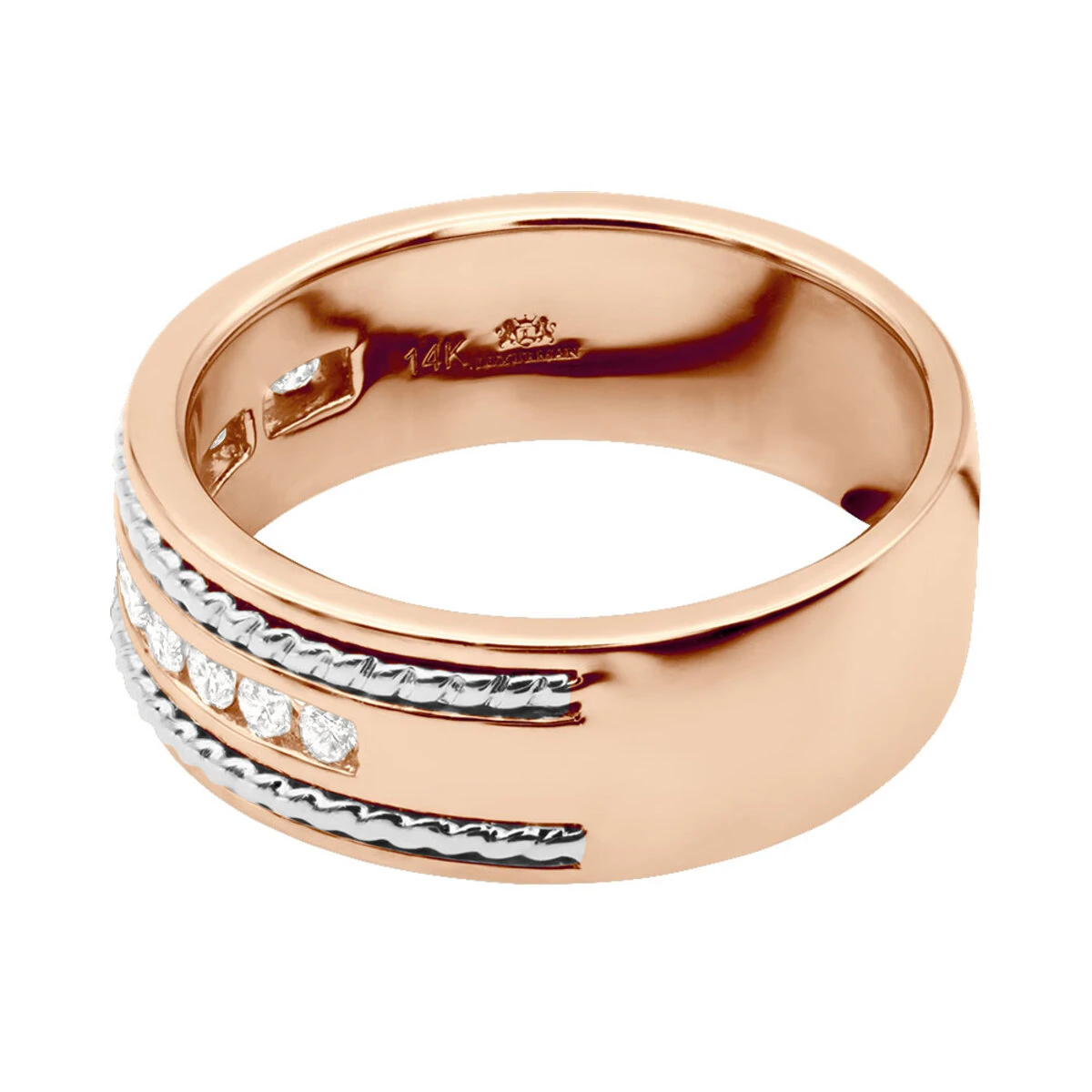 Round Diamond Men's Wedding Band 0.40ct 14K White Gold 9 Round Diamond Men's Wedding Band 0.40ct 14K White Gold - Image 7