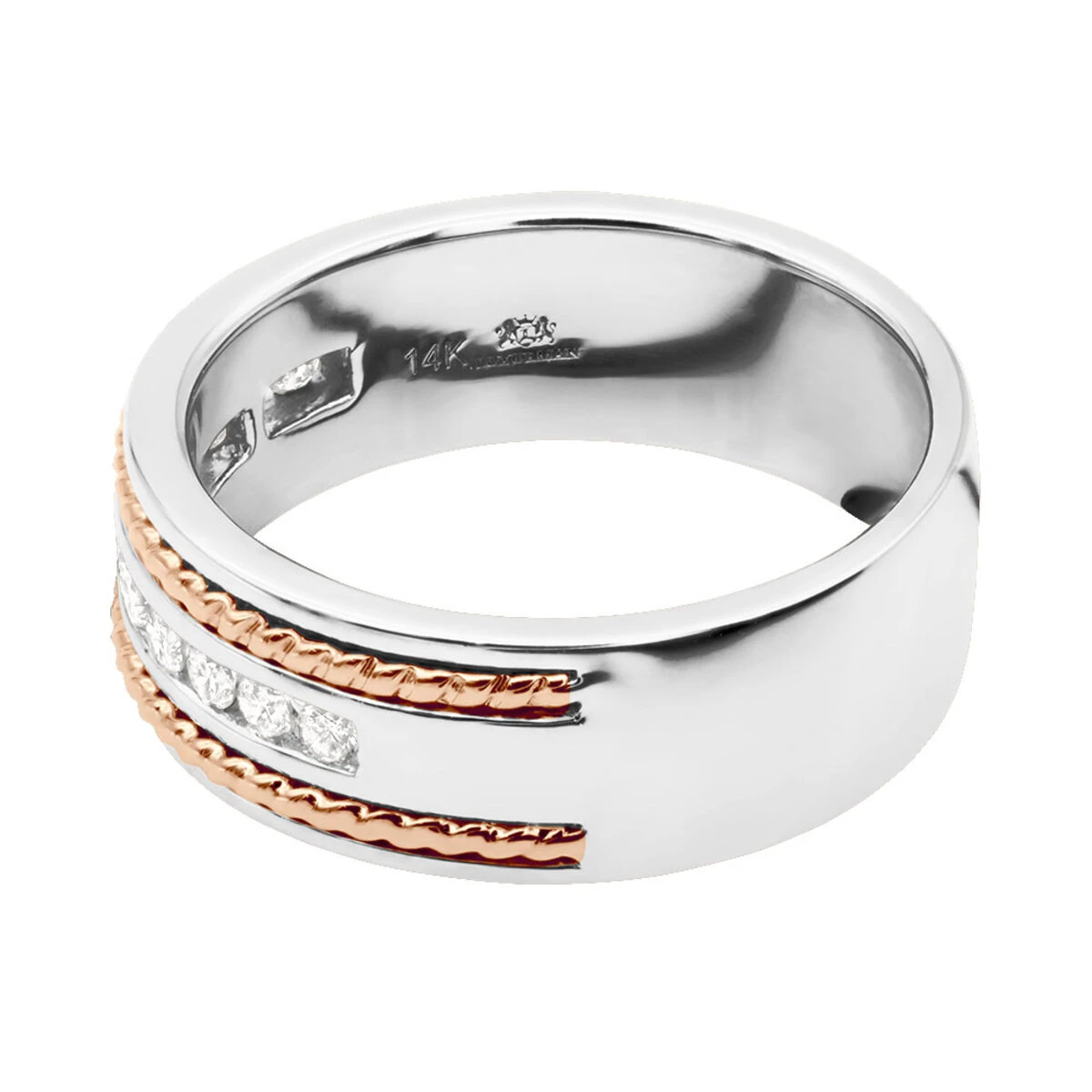 Round Diamond Men's Wedding Band 0.40ct 14K White Gold 10 Round Diamond Men's Wedding Band 0.40ct 14K White Gold - Image 8