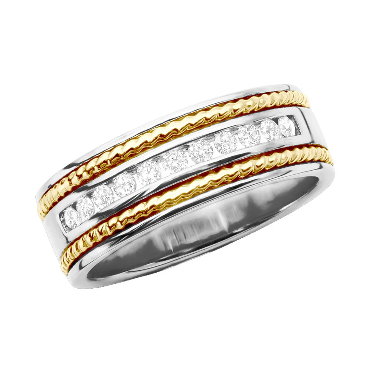 Round Diamond Men's Wedding Band 0.40ct 14K White Gold 4 Round Diamond Men's Wedding Band 0.40ct 14K White Gold - Image 2