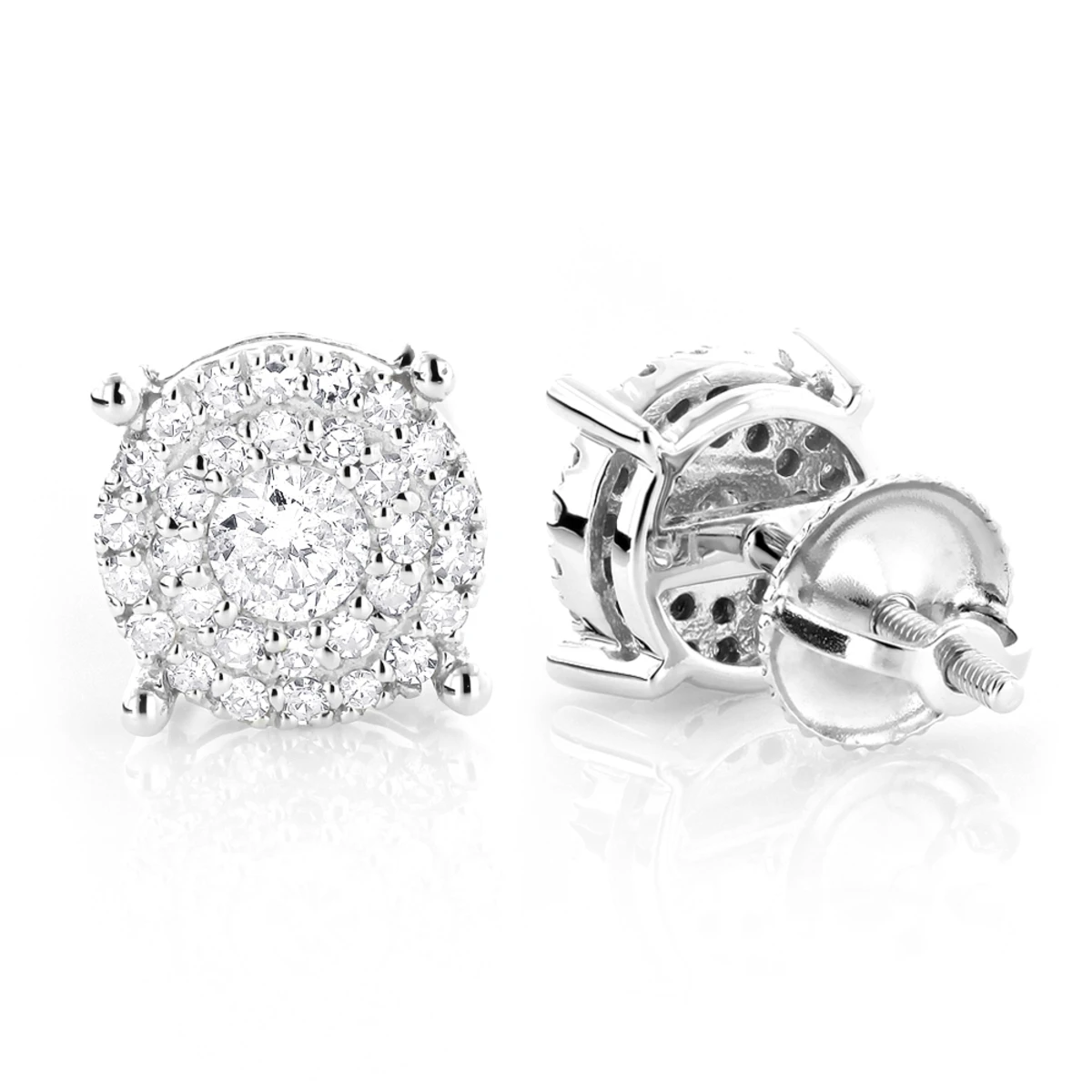 Round Diamond Stud Earrings 0.6ct 14K White Gold 3 Round Diamond Stud Earrings 0.6ct 14K White Gold