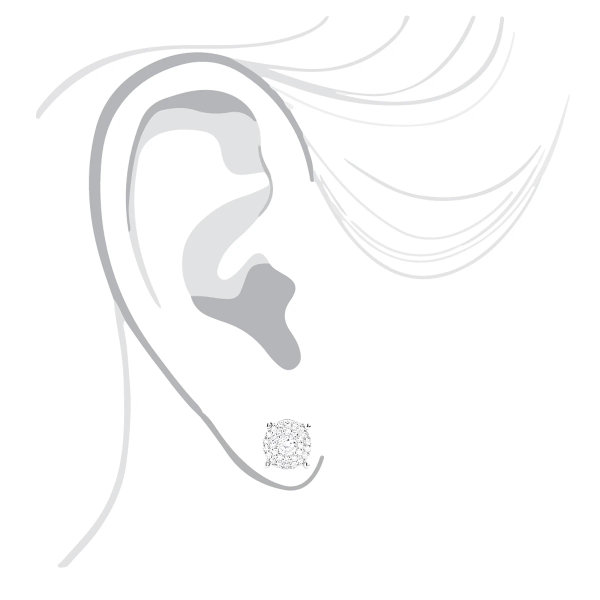 Round Diamond Stud Earrings 0.6ct 14K White Gold 4 Round Diamond Stud Earrings 0.6ct 14K White Gold - Image 2