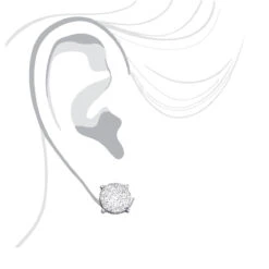 Round Diamond Stud Earrings 14K Rose Gold 0.76ct Pave Cluster Design -Its Hot Jewelry Shop round diamond stud earrings 14k gold 076ct pave cluster design 3