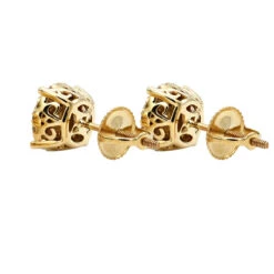 Round Diamond Stud Earrings 14K Rose Gold 0.76ct Pave Cluster Design -Its Hot Jewelry Shop round diamond stud earrings 14k gold 076ct pave cluster design backye