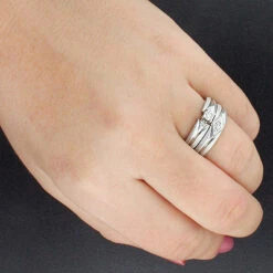 Round Diamond Trio Ring Set 0.37ct 14K White Gold 8 Round Diamond Trio Ring Set 0.37ct 14K White Gold -Its Hot Jewelry Shop round diamond trio ring set 037ct 14k gold p 48047bod