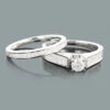 Round Princess Cut Diamond Engagement Ring Set 1.06ct 14K White Gold