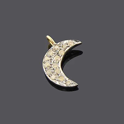 Silver Champagne Diamond Moon Pendant 0.18ct 3 Silver Champagne Diamond Moon Pendant 0.18ct