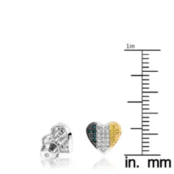 Silver White Blue Yellow Diamond Heart Earrings .35ct -Its Hot Jewelry Shop silver white blue yellow diamond heart earrings 35ct p 38814 ruler