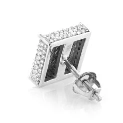 Single 10K White Gold Square Men's Diamond Stud Earring 0.6ct Pave Diamonds 10 Single 10K White Gold Square Men's Diamond Stud Earring 0.6ct Pave Diamonds -Its Hot Jewelry Shop single 10k gold square mens diamond stud earring 06ct pave diamonds backwh
