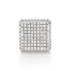 Single 10K White Gold Square Men's Diamond Stud Earring 0.6ct Pave Diamonds
