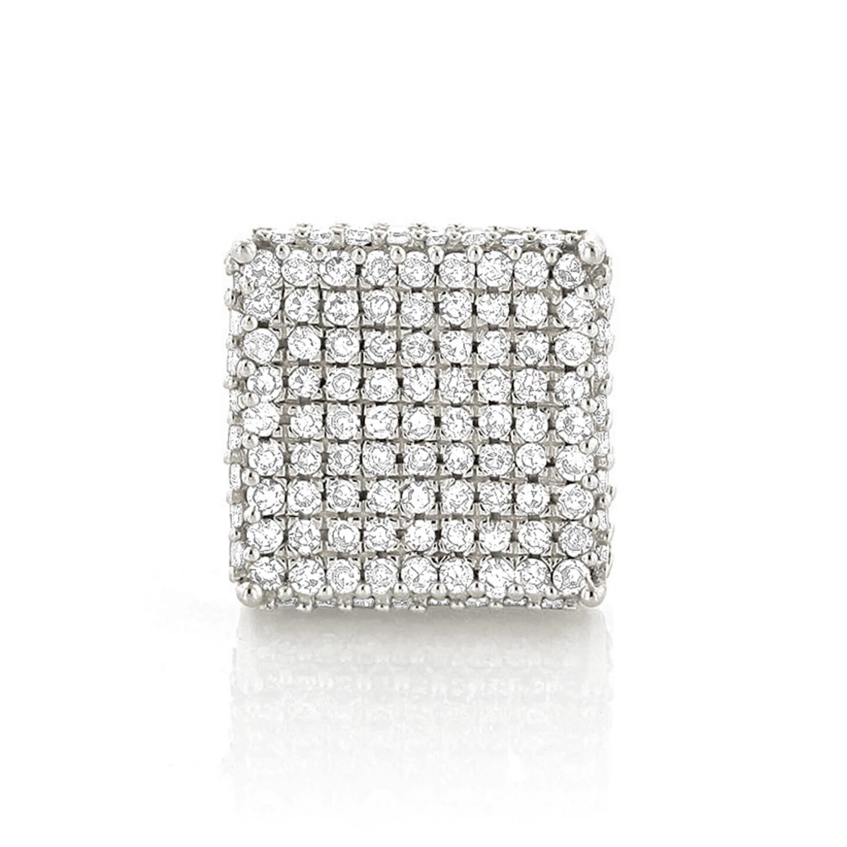Single 10K White Gold Square Men's Diamond Stud Earring 0.6ct Pave Diamonds 3 Single 10K White Gold Square Men's Diamond Stud Earring 0.6ct Pave Diamonds