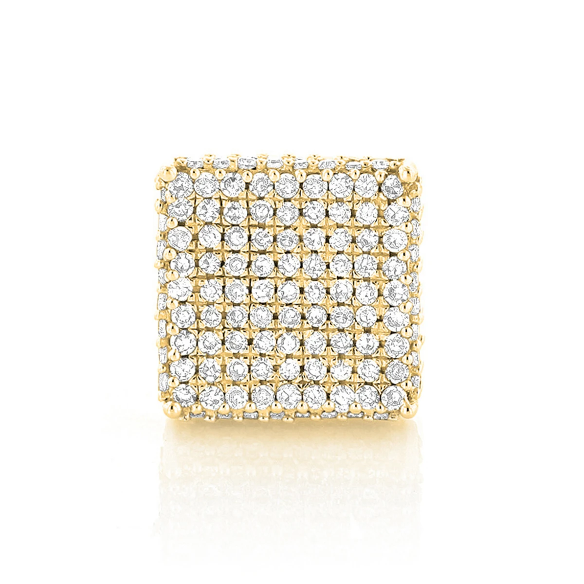 Single 10K White Gold Square Men's Diamond Stud Earring 0.6ct Pave Diamonds 4 Single 10K White Gold Square Men's Diamond Stud Earring 0.6ct Pave Diamonds - Image 2