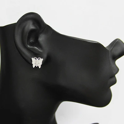 Single Butterfly Earring With Diamonds 0.23ct 10K White Gold 4 Single Butterfly Earring With Diamonds 0.23ct 10K White Gold - Image 2