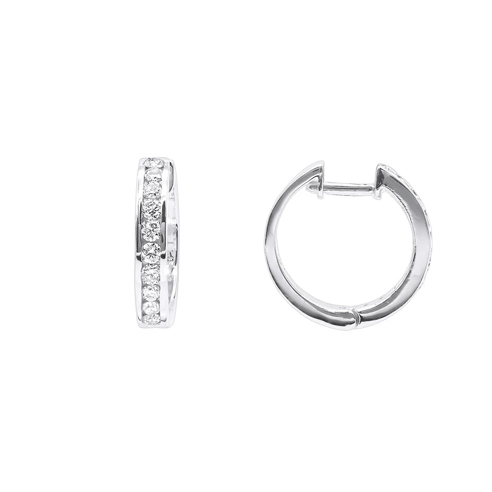 Single Diamond Hoop Earring For Men 14K White Gold Huggie Earring 1/4ct 3 Single Diamond Hoop Earring For Men 14K White Gold Huggie Earring 1/4ct