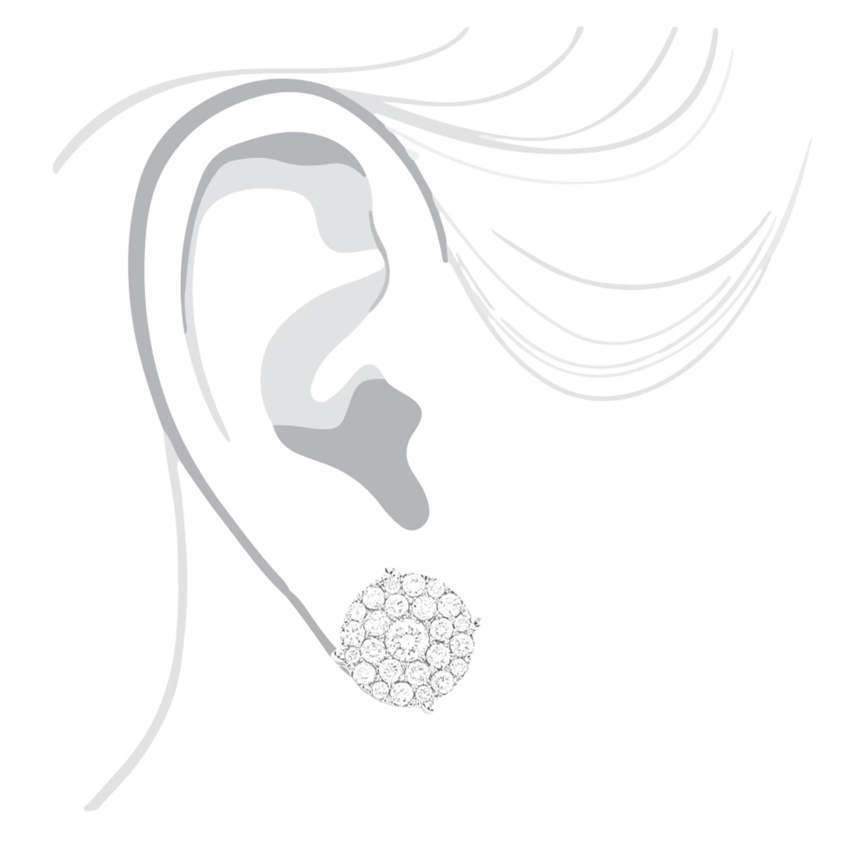 Single Oversized Cluster Men's 18K Rose Gold Round Diamond Stud Earring 2ct 4 Single Oversized Cluster Men's 18K Rose Gold Round Diamond Stud Earring 2ct - Image 2