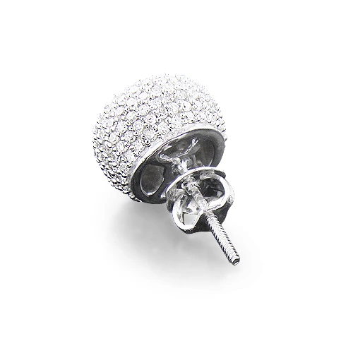 Single Pave Diamond Earring 14K White Gold 0.66ct Men's 4 Single Pave Diamond Earring 14K White Gold 0.66ct Men's - Image 2