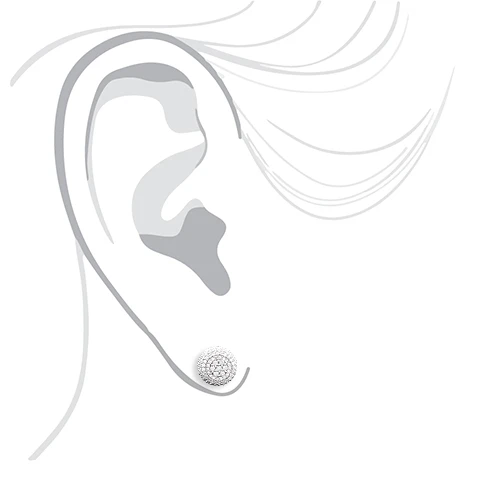 Single Pave Diamond Earring 14K White Gold 0.66ct Men's 5 Single Pave Diamond Earring 14K White Gold 0.66ct Men's - Image 3