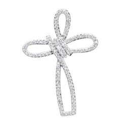 Small 14K Yellow Gold Diamond Cross Pendant For Women Fancy Bow Design 0.36ct -Its Hot Jewelry Shop small 14k gold diamond cross pendant for women fancy bow design 036ct mainye 20201017