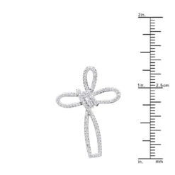 Small 14K Yellow Gold Diamond Cross Pendant For Women Fancy Bow Design 0.36ct -Its Hot Jewelry Shop small 14k gold diamond cross pendant for women fancy bow design 036ct rulerye