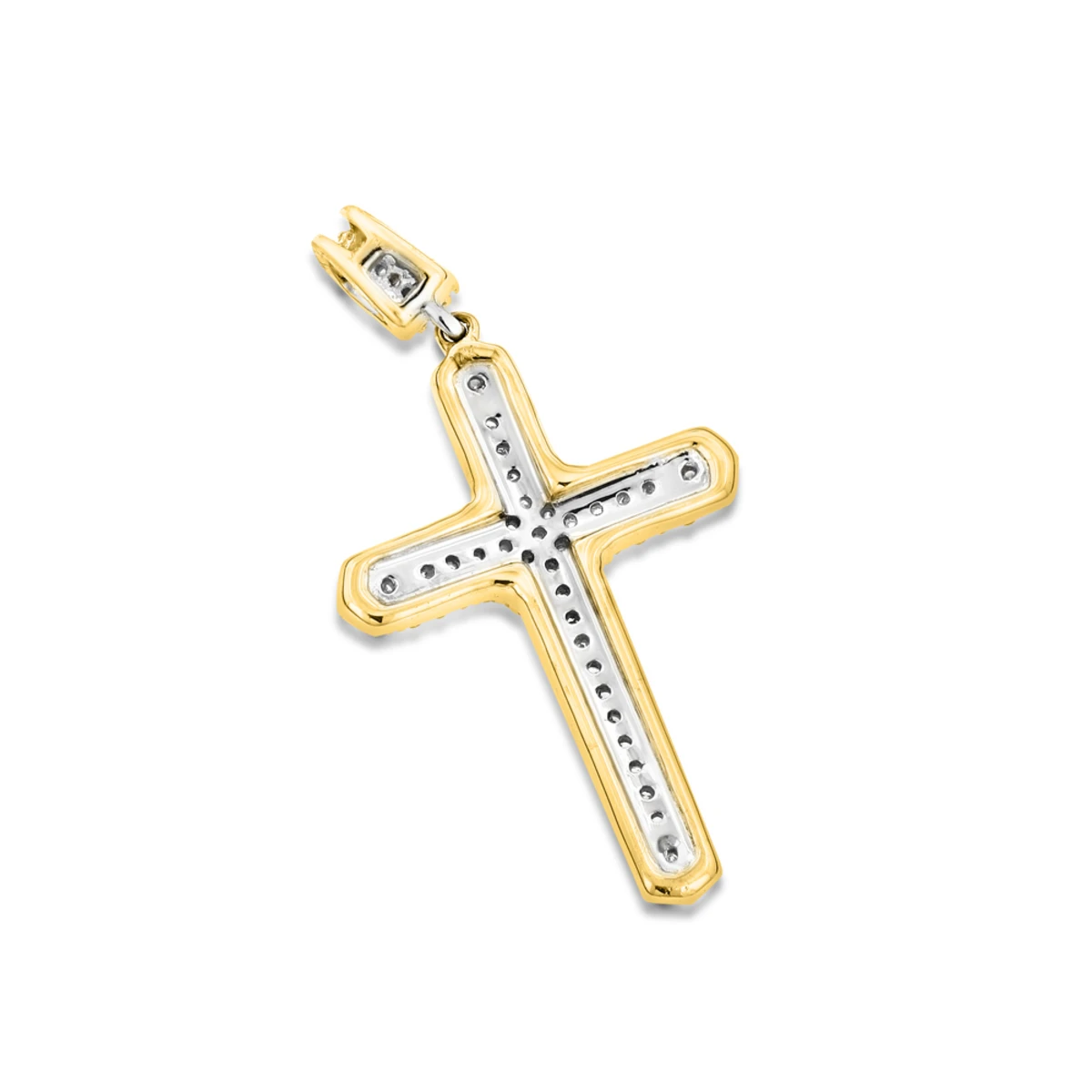 Small 14K Yellow Gold Diamond Cross Pendant Necklace 0.40ct 6 Small 14K Yellow Gold Diamond Cross Pendant Necklace 0.40ct - Image 4