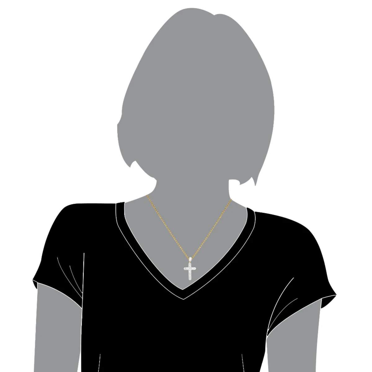 Small 14K Yellow Gold Diamond Cross Pendant Necklace 0.40ct 7 Small 14K Yellow Gold Diamond Cross Pendant Necklace 0.40ct - Image 5