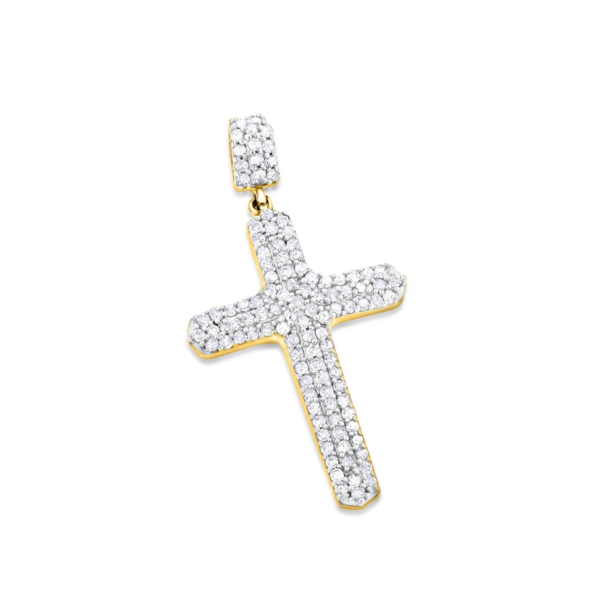 Small 14K Yellow Gold Diamond Cross Pendant Necklace 0.40ct 3 Small 14K Yellow Gold Diamond Cross Pendant Necklace 0.40ct