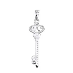 Small 14K White Gold Diamond Key Pendant 0.20ct -Its Hot Jewelry Shop small 14k gold diamond key pendant 020ct p 7096 backwh