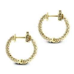 Small 14K Yellow Gold Inside Out Diamond Hoop Earrings 0.9ct -Its Hot Jewelry Shop small 14k gold inside out diamond hoop earrings 110ct p 6259 backye