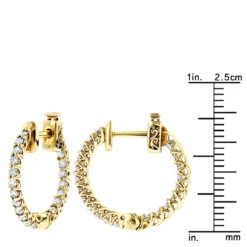 Small 14K Yellow Gold Inside Out Diamond Hoop Earrings 0.9ct -Its Hot Jewelry Shop small 14k gold inside out diamond hoop earrings 110ct p 6259 rulerye