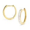 Small 14K Yellow Gold Princess Cut Diamond Hoop Earrings 0.6ct Luxurman Huggies -Its Hot Jewelry Shop small 14k gold princess cut diamond hoop earrings 06ct luxurman huggies mainye