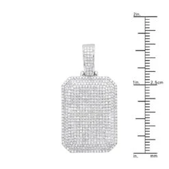 Small Diamond Dog Tag Pendant 1.75ct Fully Iced Out 10K White Gold By Luxurman -Its Hot Jewelry Shop small diamond dog tag pendant 175ct fully iced out 14k gold by luxurman rulerwh