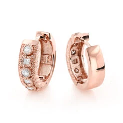 Small Diamond Hoop Earrings 1/2ct 14K Yellow Gold Huggies -Its Hot Jewelry Shop small diamond hoop earrings 12ct 14k gold huggies ro