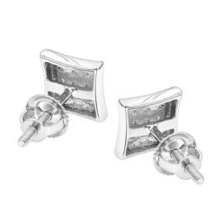 Small Real Diamond Kite Earrings For Men And Women 0.07ct 10K White Gold Studs -Its Hot Jewelry Shop small diamond kite earrings 007ct 10k backwh