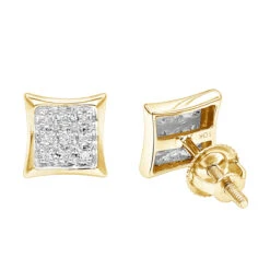 Small Real Diamond Kite Earrings For Men And Women 0.07ct 10K White Gold Studs -Its Hot Jewelry Shop small diamond kite earrings 007ct 10k ye