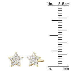 Small Diamond Star Earrings Studs 14K Yellow Gold 0.1ct -Its Hot Jewelry Shop small diamond star earrings studs 14k gold 01ct 000889 ruler yellow