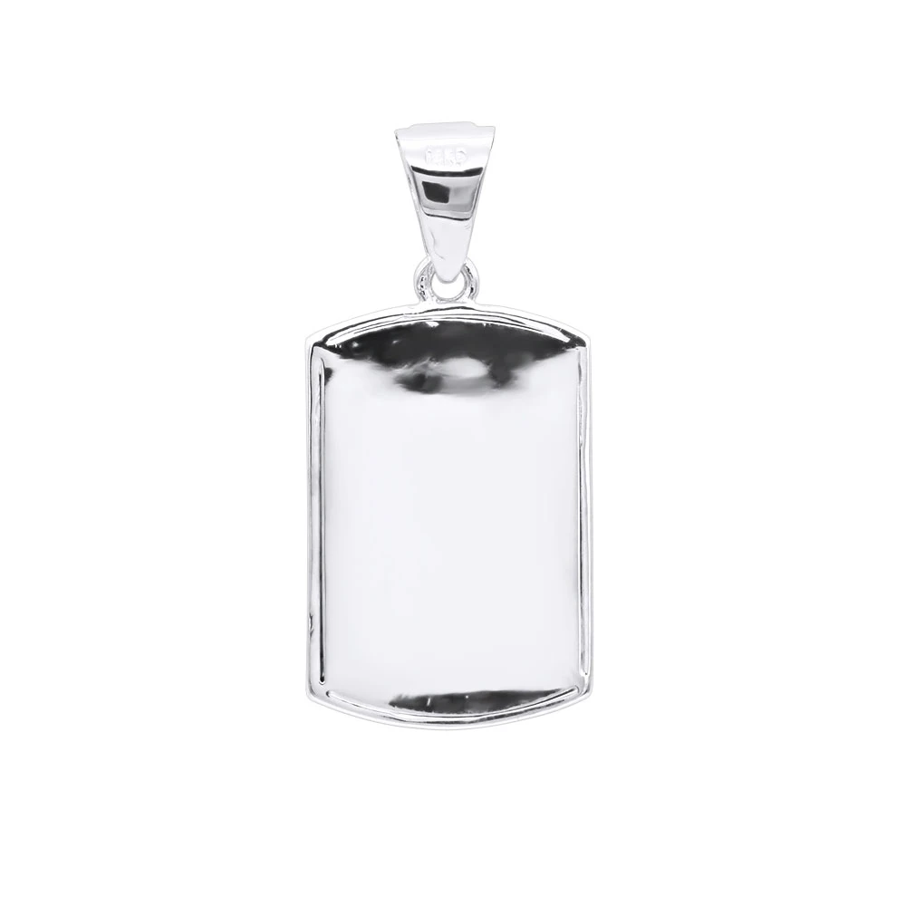 Small Engravable Dog Tag Pendant 14K White Gold W Black Diamonds 0.25ct 6 Small Engravable Dog Tag Pendant 14K White Gold W Black Diamonds 0.25ct - Image 4