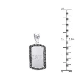 Small Engravable Dog Tag Pendant 14K White Gold W Black Diamonds 0.25ct 17 Small Engravable Dog Tag Pendant 14K White Gold W Black Diamonds 0.25ct -Its Hot Jewelry Shop small engravalbe dog tag pendant solid 14k gold w black diamonds 025ct 000957 ruler white