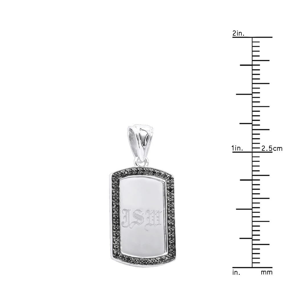 Small Engravable Dog Tag Pendant 14K White Gold W Black Diamonds 0.25ct 10 Small Engravable Dog Tag Pendant 14K White Gold W Black Diamonds 0.25ct - Image 8