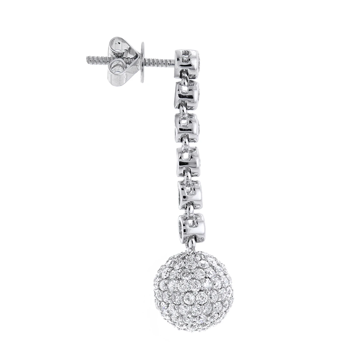 Small 14K White Gold En Globes Diamond Dangle Earrings 2.50ct 4 Small 14K White Gold En Globes Diamond Dangle Earrings 2.50ct - Image 2
