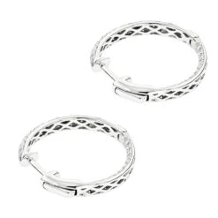 Small Inside Out Diamond Hoop Earrings 1.16ct 14K White Gold -Its Hot Jewelry Shop small hoop diamond earrings 116ct 14k backwh