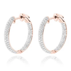 Small Inside Out Diamond Hoop Earrings 1.16ct 14K White Gold -Its Hot Jewelry Shop small hoop diamond earrings 116ct 14k ro