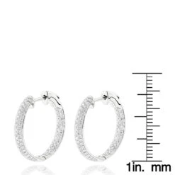Small Inside Out Diamond Hoop Earrings 1.16ct 14K White Gold -Its Hot Jewelry Shop small hoop diamond earrings 116ct 14k rulerwh
