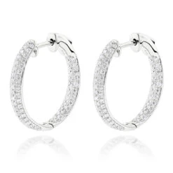 Small Inside Out Diamond Hoop Earrings 1.16ct 14K White Gold