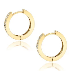 Small 14K Yellow Gold Inside Out Diamond Huggie Earrings 1.2ct -Its Hot Jewelry Shop small hoop earrings 14k gold inside out diamond huggie earrings 12ct backye